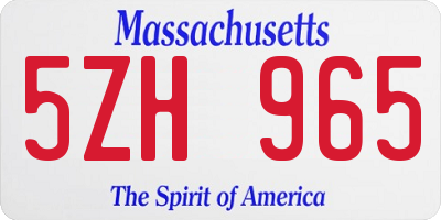 MA license plate 5ZH965