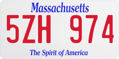 MA license plate 5ZH974