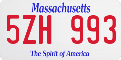 MA license plate 5ZH993