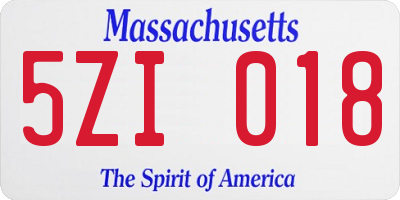 MA license plate 5ZI018