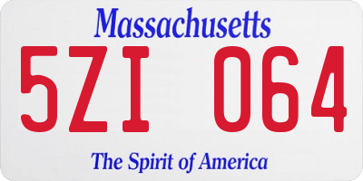 MA license plate 5ZI064