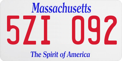 MA license plate 5ZI092