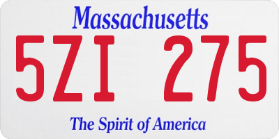 MA license plate 5ZI275
