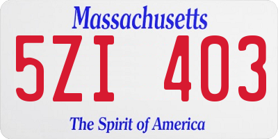 MA license plate 5ZI403