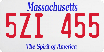 MA license plate 5ZI455