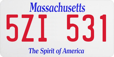 MA license plate 5ZI531