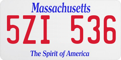MA license plate 5ZI536