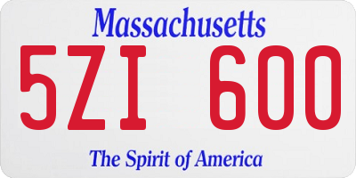 MA license plate 5ZI600