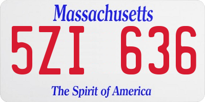 MA license plate 5ZI636