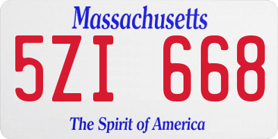 MA license plate 5ZI668