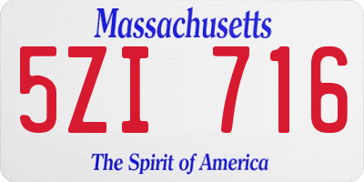 MA license plate 5ZI716