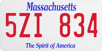 MA license plate 5ZI834