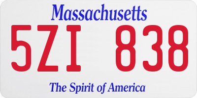 MA license plate 5ZI838