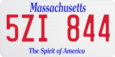 MA license plate 5ZI844