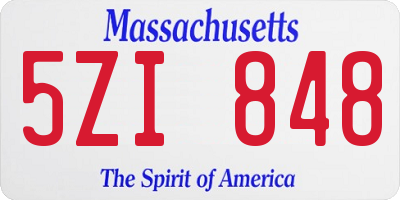 MA license plate 5ZI848
