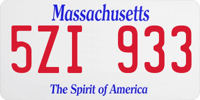 MA license plate 5ZI933