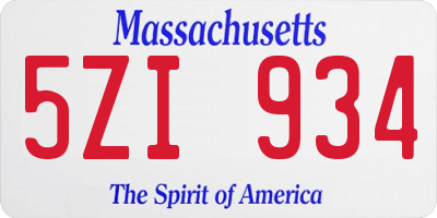 MA license plate 5ZI934