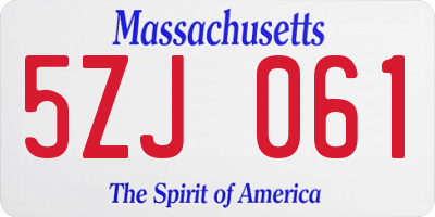 MA license plate 5ZJ061