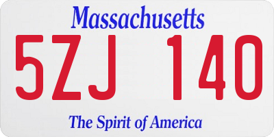 MA license plate 5ZJ140