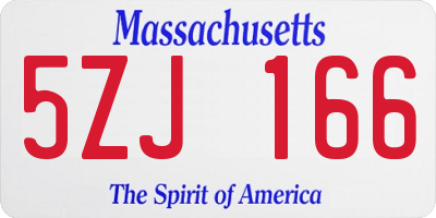 MA license plate 5ZJ166