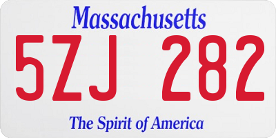 MA license plate 5ZJ282