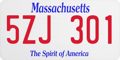 MA license plate 5ZJ301