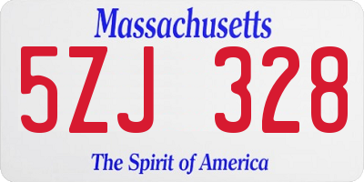 MA license plate 5ZJ328
