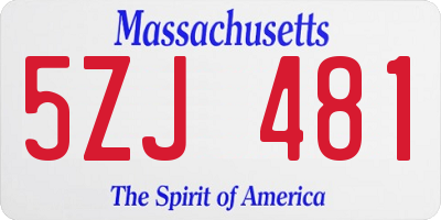 MA license plate 5ZJ481