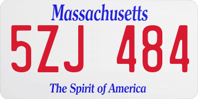 MA license plate 5ZJ484