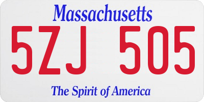 MA license plate 5ZJ505