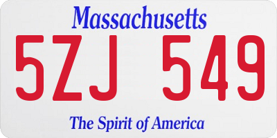 MA license plate 5ZJ549