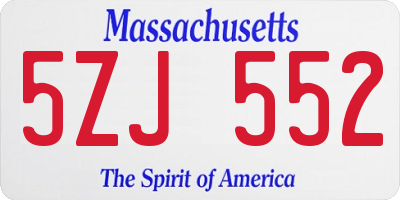 MA license plate 5ZJ552