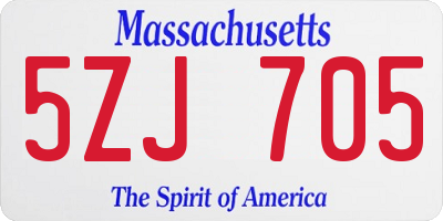 MA license plate 5ZJ705