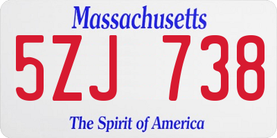 MA license plate 5ZJ738