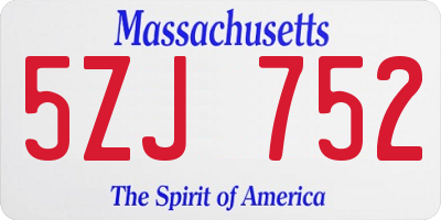 MA license plate 5ZJ752