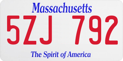 MA license plate 5ZJ792