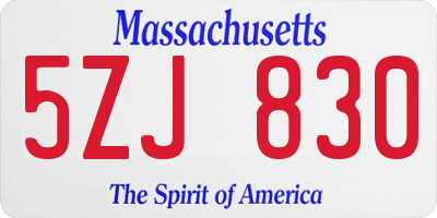 MA license plate 5ZJ830