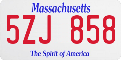 MA license plate 5ZJ858