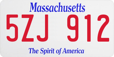 MA license plate 5ZJ912