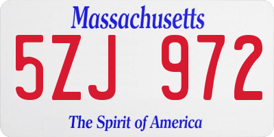 MA license plate 5ZJ972