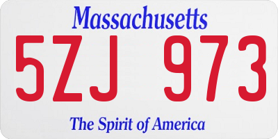 MA license plate 5ZJ973