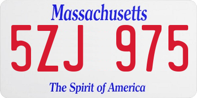 MA license plate 5ZJ975