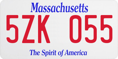 MA license plate 5ZK055