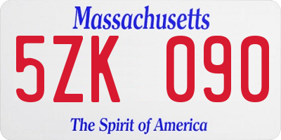 MA license plate 5ZK090