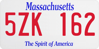 MA license plate 5ZK162