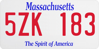 MA license plate 5ZK183
