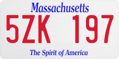 MA license plate 5ZK197