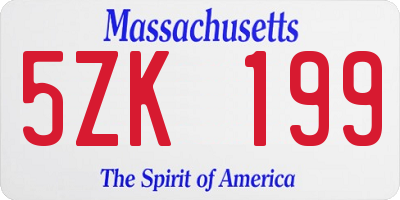 MA license plate 5ZK199