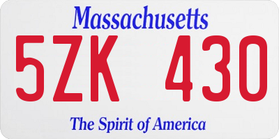 MA license plate 5ZK430