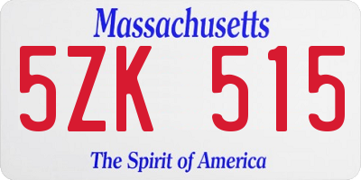 MA license plate 5ZK515
